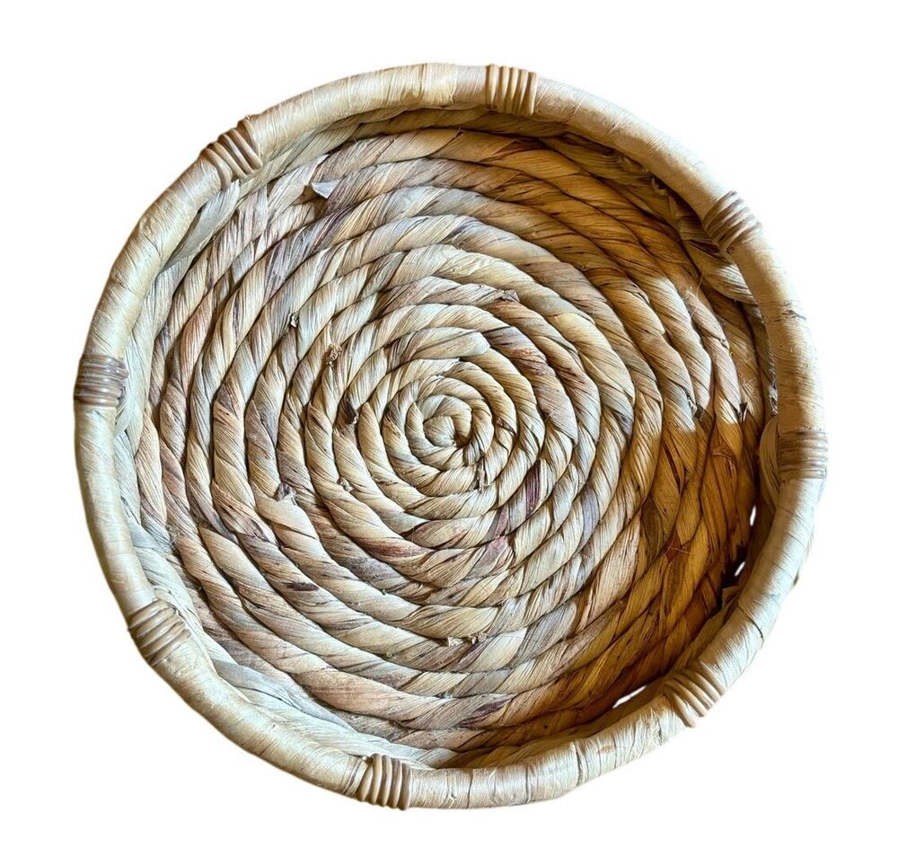 Woven Coil Seagrass Tray 10" Round Boho Trinket Dish & Dresser Organizer